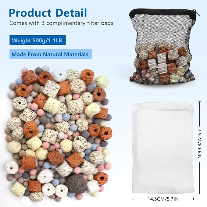 Bio Aquarium Filter Media, Bio Ceramic Ring Balls Media Set - Image 2