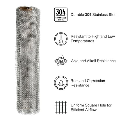 PATIKIL 40" L x 10" W Woven Wire Mesh, 10 Mesh 304 Stainless Steel Air Vent - Image 3