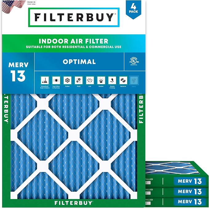 Filterbuy 8x14x1 Air Filter MERV 13 Optimal Smoke & Allergy Defense, by Filterbuy
