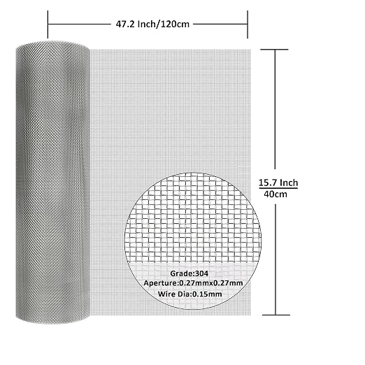 304 Stainless Steel Mesh Screen#60Mesh -Size:15.7"x47.2", - Image 2