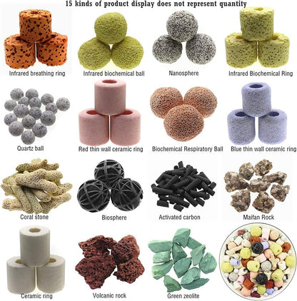 Aquarium Filter Media 15-in-1 Mineral Balls & Ceramic Rings - 500g - Image 3