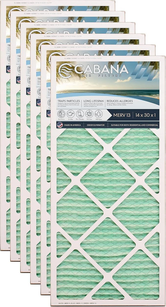 Cabana Filters 6-Pack 14x30x1 MERV 13 AC Furnace Air Filter by CabanaAirFilters