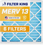 Filter King 30x30x1 Air Filter | 6-PACK | MERV 13 HVAC Pleated A/C Furnace by FilterKing