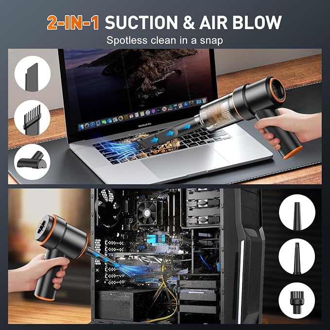 KMM Handheld Car Vacuum Cleaner, 11000PA Vacuum Cleaner & Air Duster, 120W High - Image 3