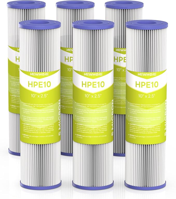 5 Micron Whole House Water Filter Cartridge, Pleated Sediment Filters by MewMore
