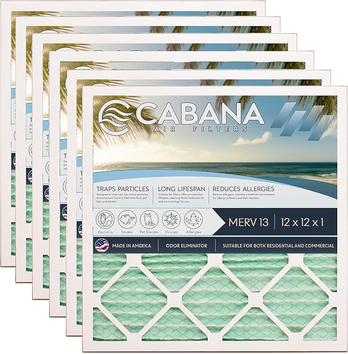 Cabana Filters 6-Pack 12x12x1 MERV 13 AC Furnace Air Filter by CabanaAirFilters