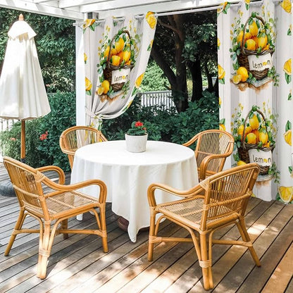 Lemon Outdoor Curtains for Patio Lemons Baskets Summer Tropical Plant Wood - Image 4