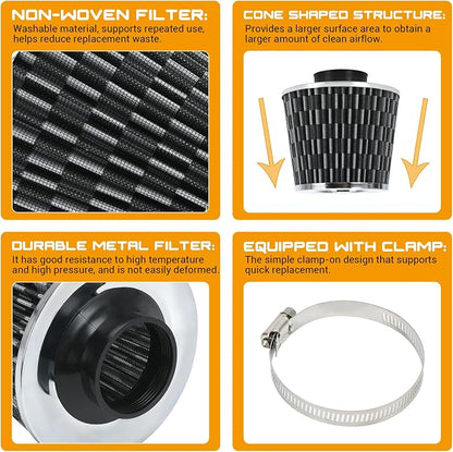 PTNHZ Universal Carbon Fiber 2.5" 63mm High Flow Cold Air Intake Cone Air - Image 3
