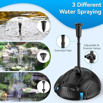 POPOSOAP Pond Filter with Pump Fountain Kits Built-in UV Clarifier, 660GPH/40W - Image 5