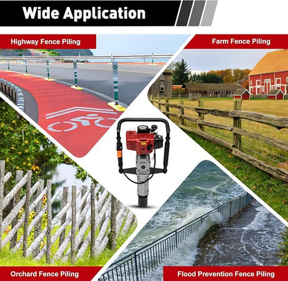 Gas Powered T-Post Driver, 1900W 52CC T Post Pounder Driver Heavy Duty Gasoline - Image 3