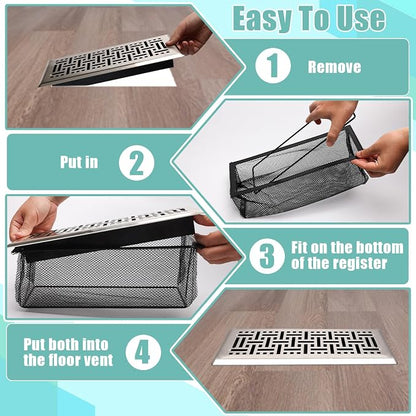 6PCS Floor Register Cover Trap 4"x10", Mesh Floor Vent Screen Net - Image 5