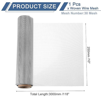 uxcell 30 Mesh 118" x 10" Woven Wire Mesh, 316 Stainless Steel Air Vent Filter - Image 2