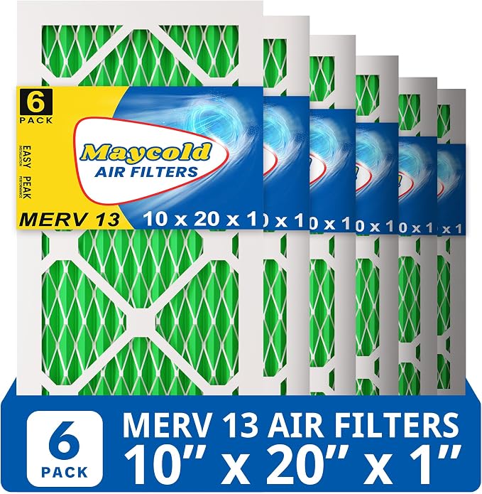 Maycold MERV 13 10x20x1 Air Filter, High-Efficiency Pleated AC & Furnace Filters by Maycold