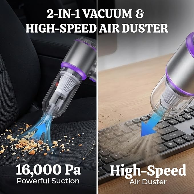 OMEO Vacuum & Air Duster 80, 000RPM Super Power Mini Car Vacuum Cleaner 4-in-1 - Image 3