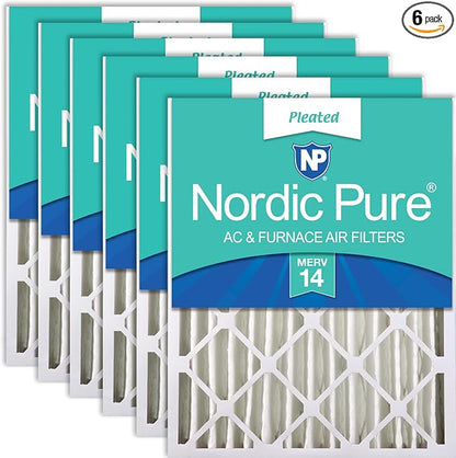 Nordic Pure 16x24x4 Pleated MERV 14 Air Filters 6 Pack by NordicPure