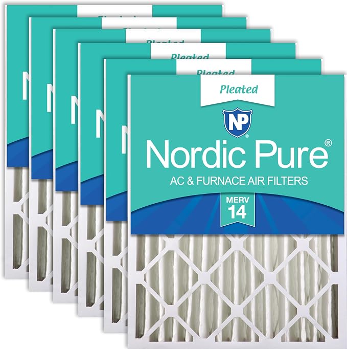 Nordic Pure 20x25x4 Pleated MERV 14 Air Filters 6 Pack by NordicPure