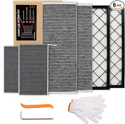 6-Pack HEPA Air Intake Filter & Upgrade Activated Carbon Cabin Air Filter Kit by Reeoutdoor