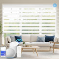 COOLWINDS Motorized Zebra Blinds for Windows Cordless Electric Curtains with Remote Control Blackout Shades Custom Smart Blinds Compatible with Alexa Google Home(Blackout White,W48 X 72in)