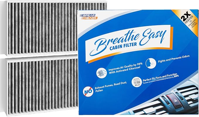 Spearhead Odor Defense Breathe Easy AC & Heater Cabin Filter, Fits 2 Series by SPEARHEAD