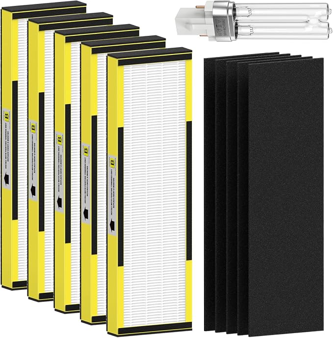 5 Pack FLT4825 True HEPA Filter B Replacement & 1 Replacement Bulb Compatible by FMDZFL