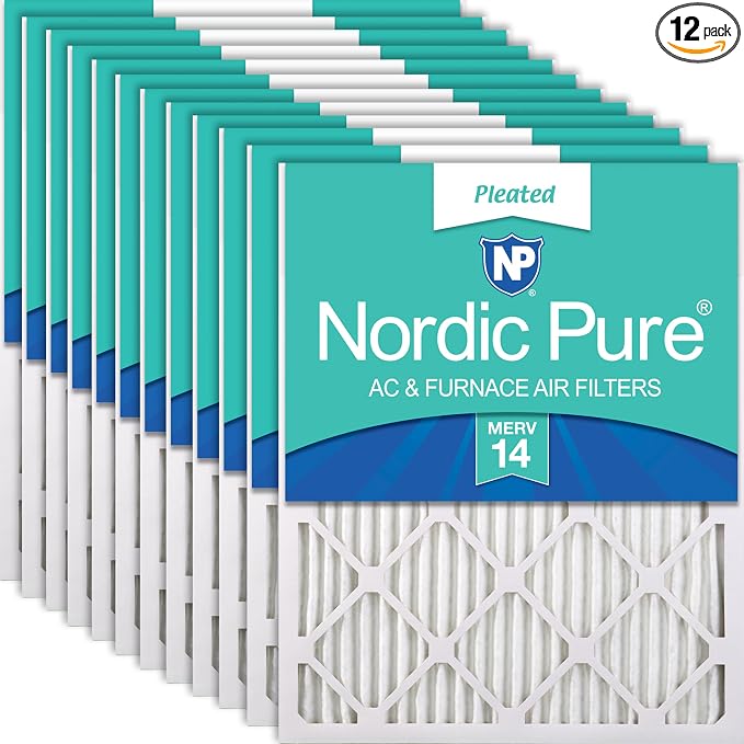 Nordic Pure 16x25x1 Pleated MERV 14 Air Filters 12 Pack by NordicPure