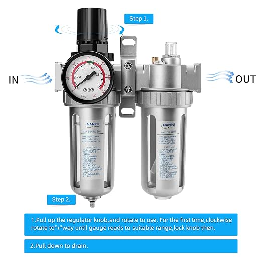 NANPU 3/8" NPT Air Filter Pressure Regulator Lubricator Dryer Gauge Kit - Image 3