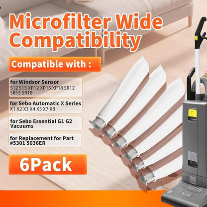 6-Pack MicroFilter fit for SEBO Auto-X S | Replacement Vacuum Filters for - Image 2