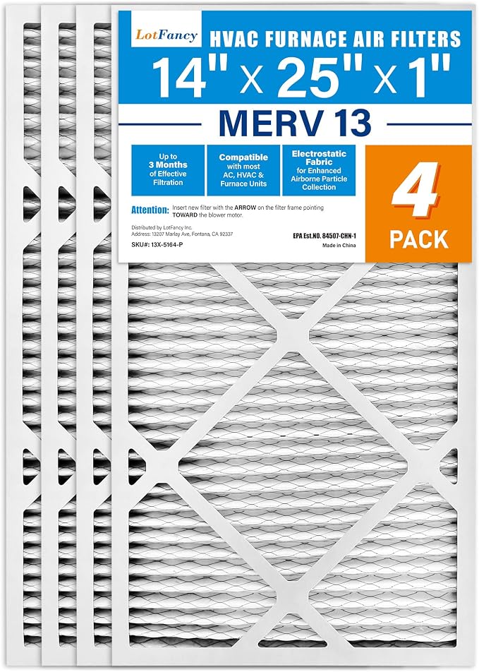 LotFancy 14x25x1 Air Filter MERV 13 4-Pack, Electrostatic Pleated HVAC Furnace - Image 9