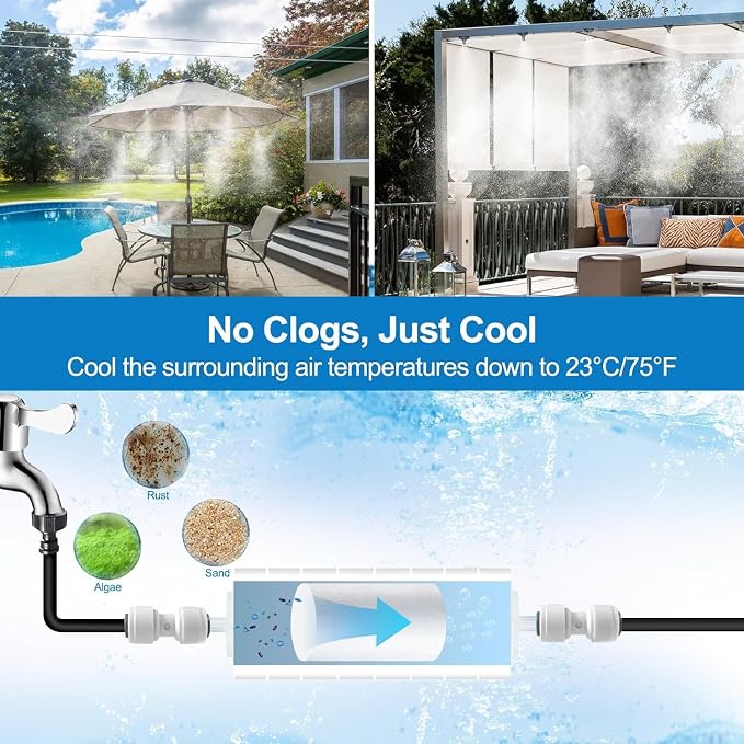Pre-Assembled Misters for Outside Patio, 80FT|24M.Outdoor Misting Cooling - Image 2