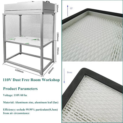 Air Flow Clean Bench Vertical Laminar Flow Hood Dust Free Room Workshop - Image 6