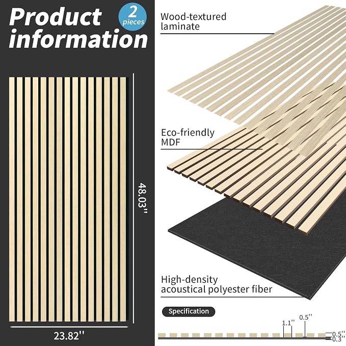 Wood Slat Wall Panel, 3D Soundproof Wall Panels, Large Acoustic Panels - Image 2