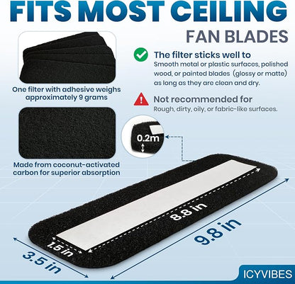 Premium Ceiling Fan Filters for Blades -10 PCS Activated Carbon Air Purifier - Image 9