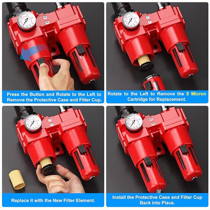 TAILONZ PNEUMATIC 1 Inch NPT Air Filter Pressure Regulator Water/Oil Trap - Image 5
