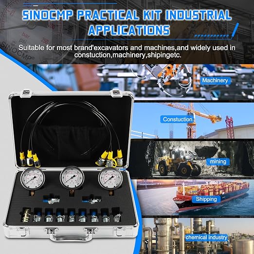 SINOCMP Hydraulic Pressure Gauge Test Kit Tractor Hydraulic Tester Set - Image 5
