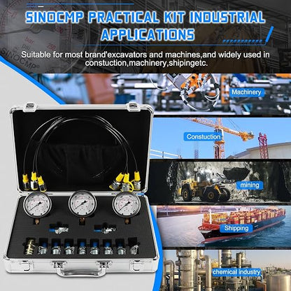 SINOCMP Hydraulic Pressure Gauge Test Kit Tractor Hydraulic Tester Set - Image 5