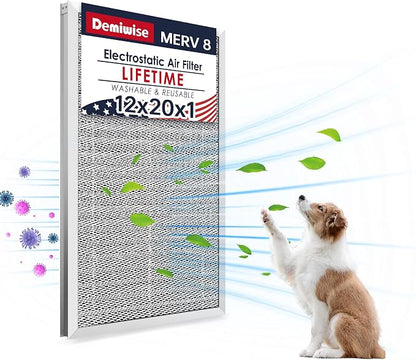12x20x1 (Actual Size:11.75x19.75x0.86）Lifetime Electrostatic Air Filter by Demiwise