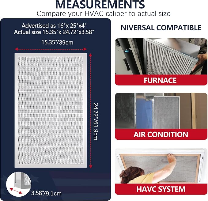 16x25x4 Resuable & Washable Electrostatic Air Filter Allergen Defense, MERV 8 - Image 6