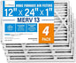 LotFancy 12x24x1 Air Filter MERV 13 4-Pack, Electrostatic Pleated HVAC Furnace by LotFancy