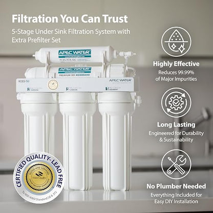 APEC Water Systems ROES-50 Essence Series Top Tier 5-Stage WQA Certified Ultra - Image 2