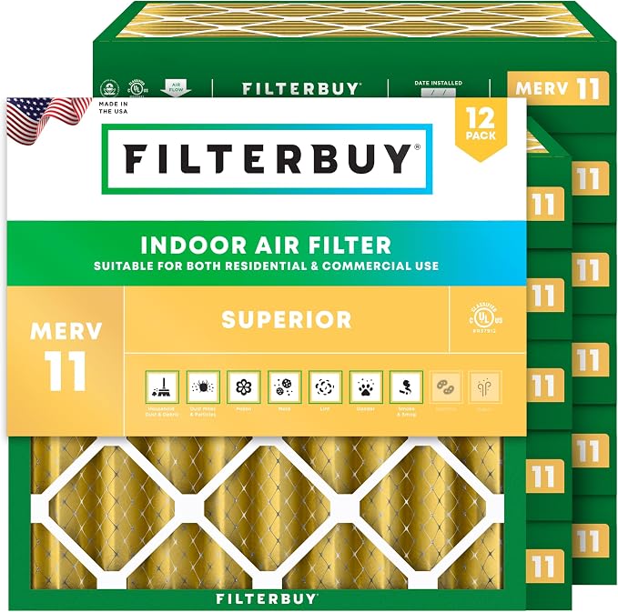 Filterbuy 25x25x4 Air Filter MERV 11 Superior Pet & Allergy Defense, by Filterbuy