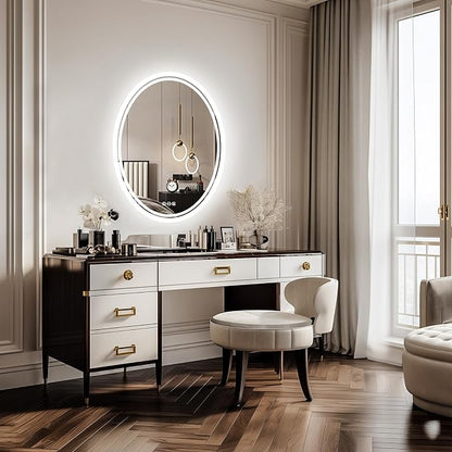 LUVODI Lighted LED Bathroom Mirror: 32”x24” Oval Wall Mounted Dimmable Makeup - Image 8