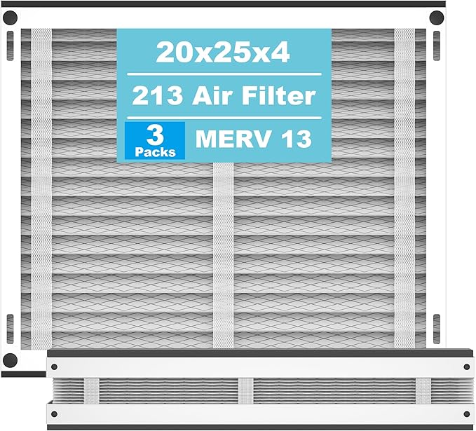 (3-Pack) 213 Replacement Filter Compatible with April-Aire Air Purifiers 1210,1620,2210,2216,3210,4200,20x25x4 MERV-13 Furnace Filter Replacement