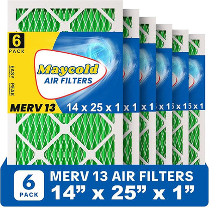 Maycold MERV 13 14x25x1 Air Filter, High-Efficiency Pleated AC & Furnace Filters by Maycold