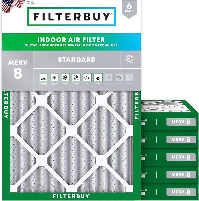 Filterbuy 24x28x2 Air Filter MERV 8 Essential Dust & Allergy Defense, by Filterbuy