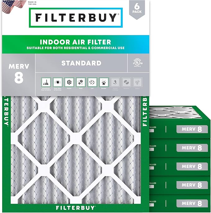 Filterbuy 24x30x2 Air Filter MERV 8 Essential Dust & Allergy Defense, by Filterbuy