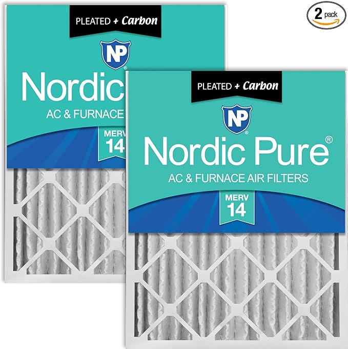 Nordic Pure 16x20x4 Pleated Air Filters MERV 14 Plus Carbon 2 Pack by NordicPure