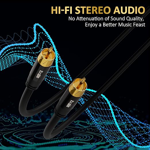 Subwoofer Cable RCA to RCA Audio Cable 75FT, Digital Coaxial Audio Cable, Premium S/PDIF RCA Cord for Home Theater, HDTV, Subwoofer, Hi-Fi System, Amplifier, 22AWG Tinned Copper, Double Shielded