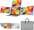 FOPO 16" Laptop Screen Extender Monitor Portable, Quad Monitor, Just 1 Cable for 3 Screens, FHD 1200P IPS Laptop Extender Compatible with Wins/Mac for 13.6" - 18.5" Laptops