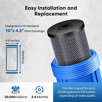 10" x 4.5" Whole House Coconut Shell Activated Carbon Water Filter Replacement - Image 6