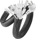 AGPTEK Cable Sleeve Cover, 2Pack 5ft - 1.8 inch Desk Cord Organizer Cable Hider, Home Office Wire Management Computer TV Wire Loom Tubing, Pet Proof Cord Protector, from Cat Dog Chewing, Black